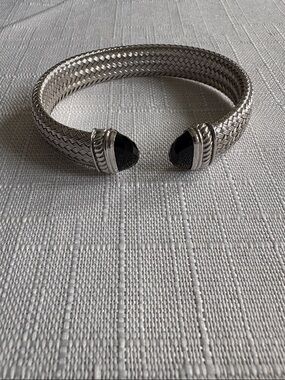 Charles Garnier sterling silver mesh bracelet with onyx
